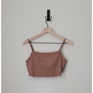 Aerie Ribbed & Lace Burnt Orange Bralette Size Large